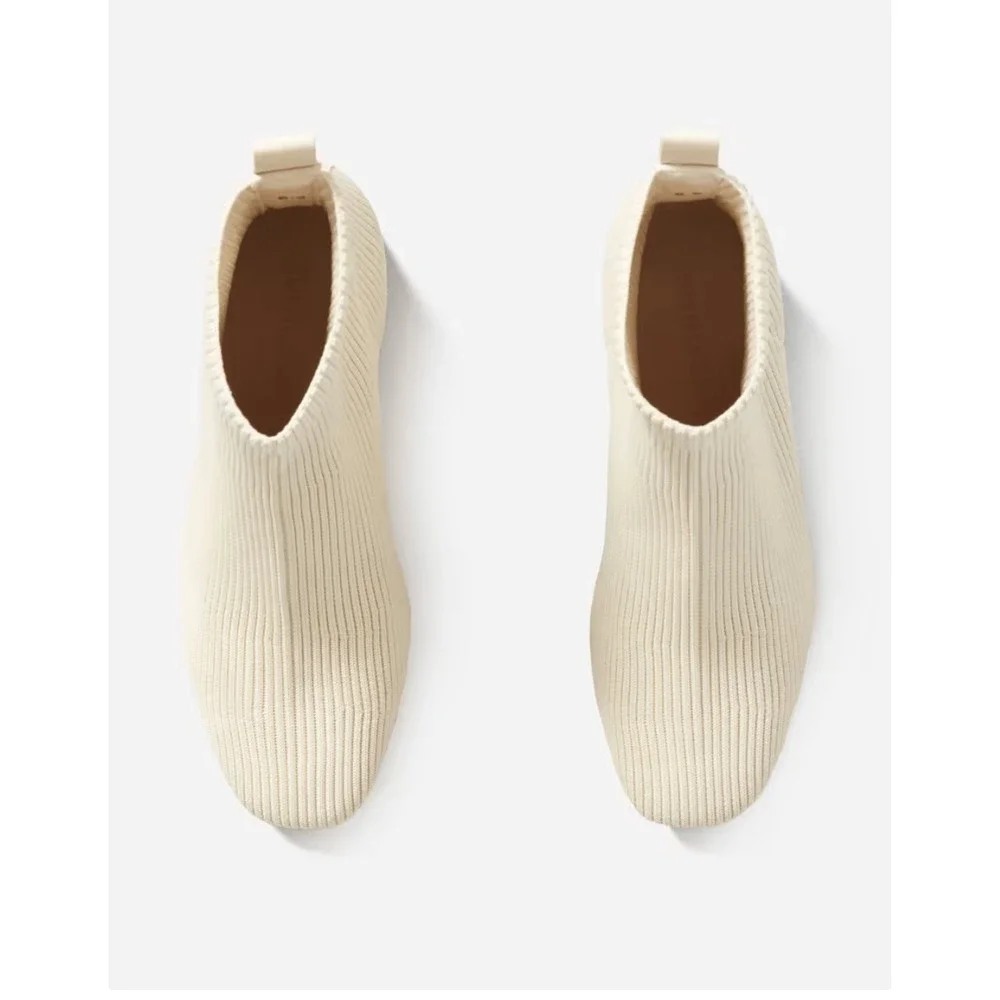 Everlane Glove Rib Knit Ankle Sock Boot 6.5 NWT Bone Block Heel White Academia